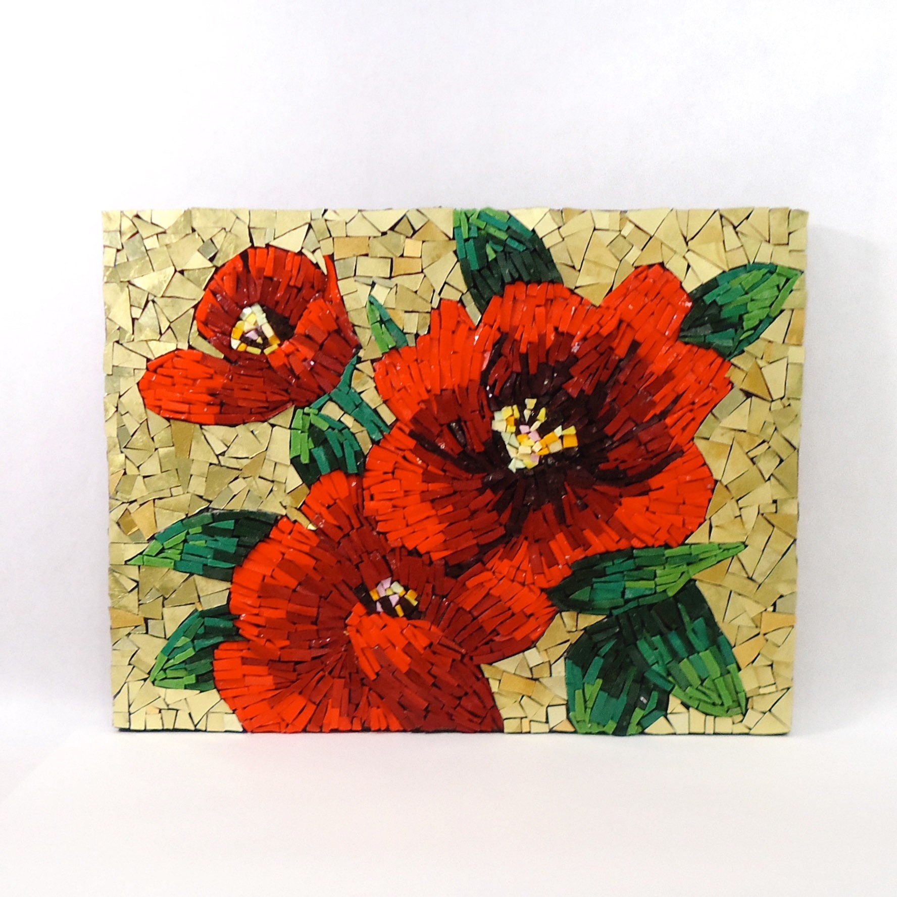 Fine Art Mosaic Tile Wall Art - Red Flower Art, 12 X 16 Wall Art - Etsy