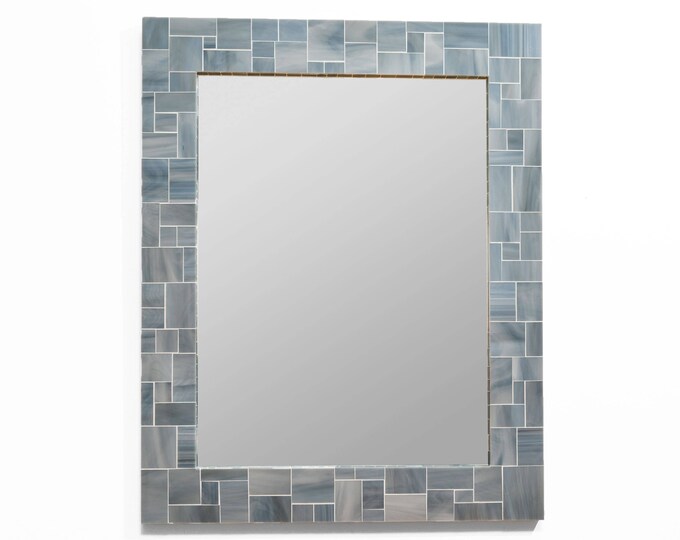 Grey Mirror Mosaic Mirror Bathroom Mirror Etsy