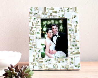 Custom Broken China Mosaic Picture Frame 4x6 or 5x7 – Handmade Keepsake