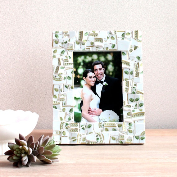 Broken China Mosaic Picture Frame 4x6 or 5x7 – Custom Made from Your Broken China