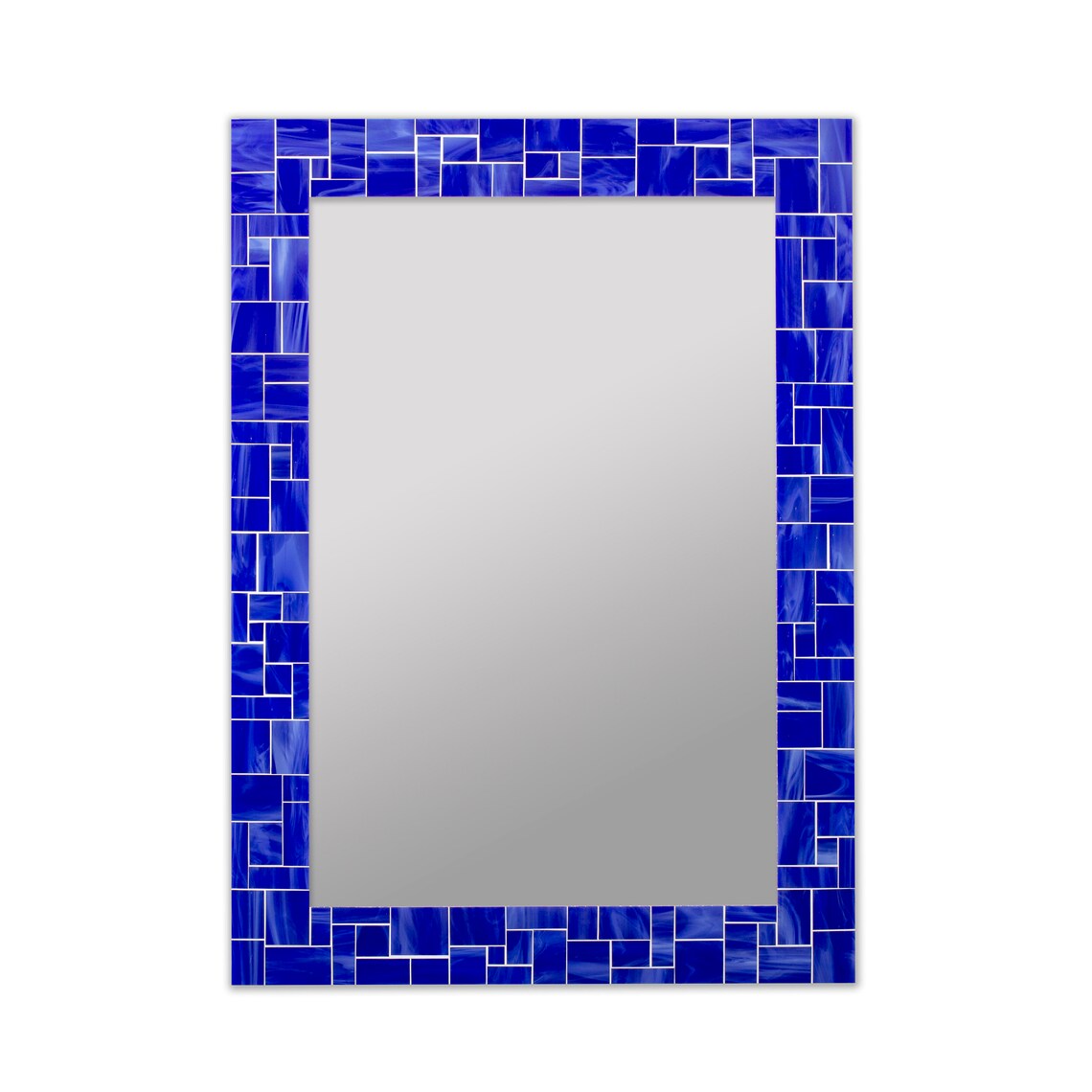Navy Blue Stained Glass Wall Mirror Bathroom Mirror or Bedroom Etsy