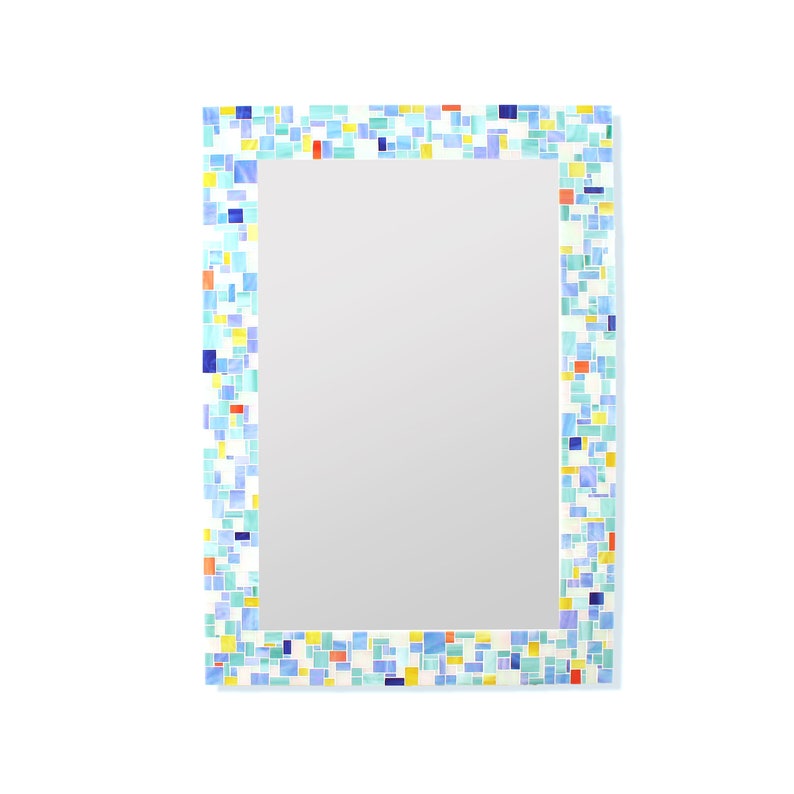 Modern Mosaic Bathroom Wall Mirror In Stained Glass Tiles 4 Image 0