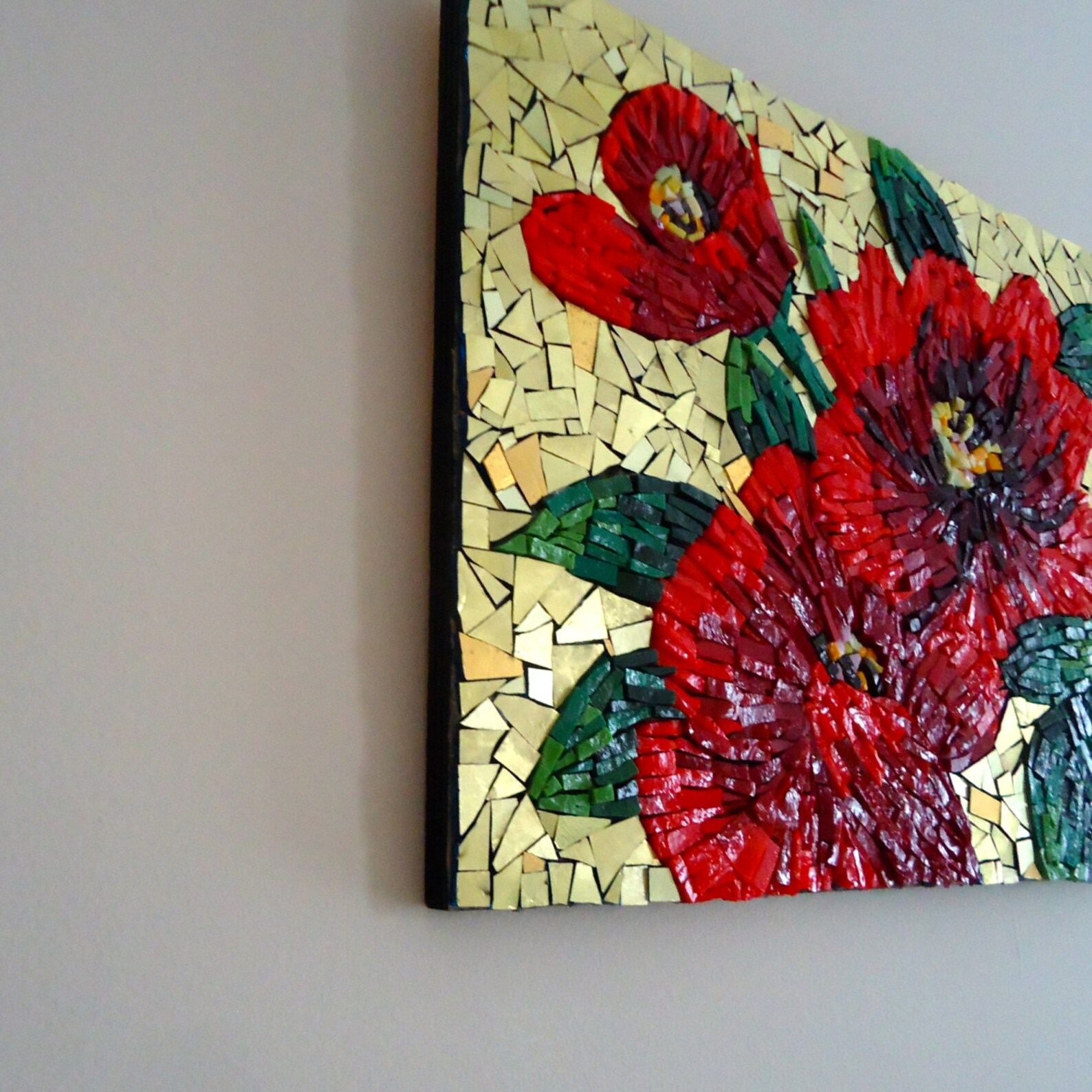 Fine Art Mosaic Tile Wall Art Red Flower Art 12 X 16 Wall Etsy