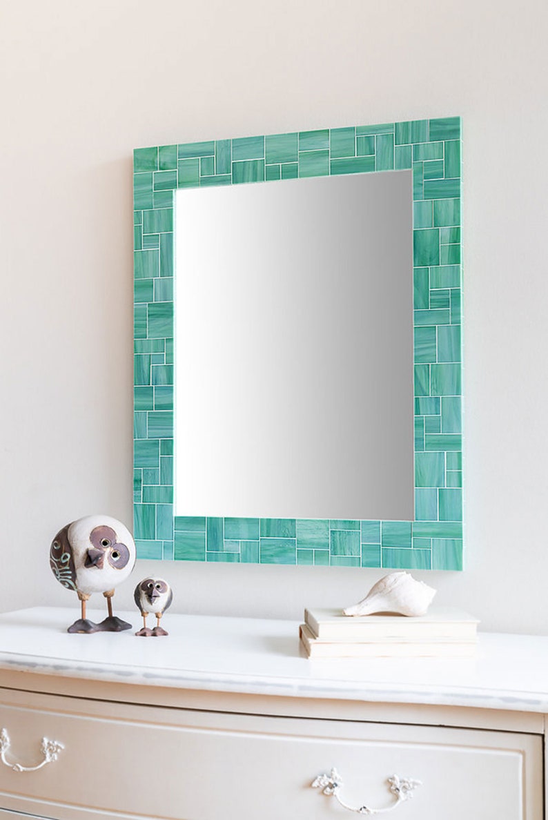 Sea Green Wall Mirror Mosaic Tile Decorative Mirror for Etsy
