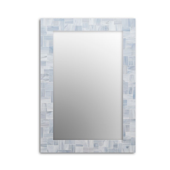 White Mosaic Wall Mirror Green Street Mosaics