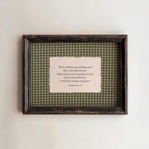 Green Gingham Bible Verse Wall Art, The Lord Bless You Scripture Print Rustic Christian Decor (DIGITAL DOWNLOAD)
