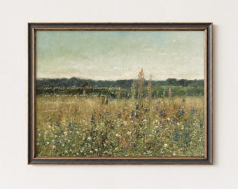 Isaiah 40:8 Vintage Scripture Wall Art, Wildflower Meadow Landscape Painting, The Grass Withers Bible Verse, Modern Farmhouse Decor