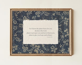 Jeremiah 29:11 Print Bible Verse Wall Art, Vintage Floral Christian Home Decor, Faith-Inspired Art Print (PHYSICAL PRINT)