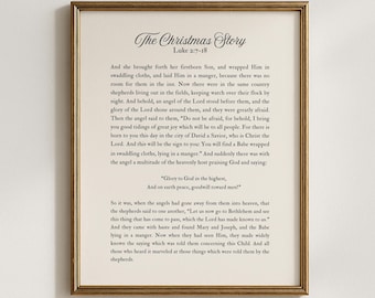 Nativity Story Print, Luke 2:7-18, Christian Scripture Art, The Christmas Story