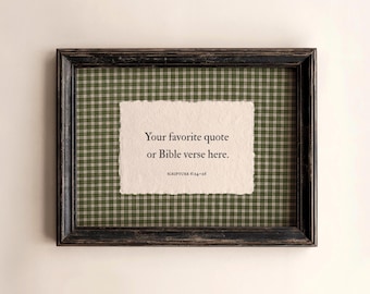 CUSTOM Bible Verse Wall Art, Personalized Scripture Print, Vintage Gingham Rustic Farmhouse Decor (PHYSICAL PRINT)