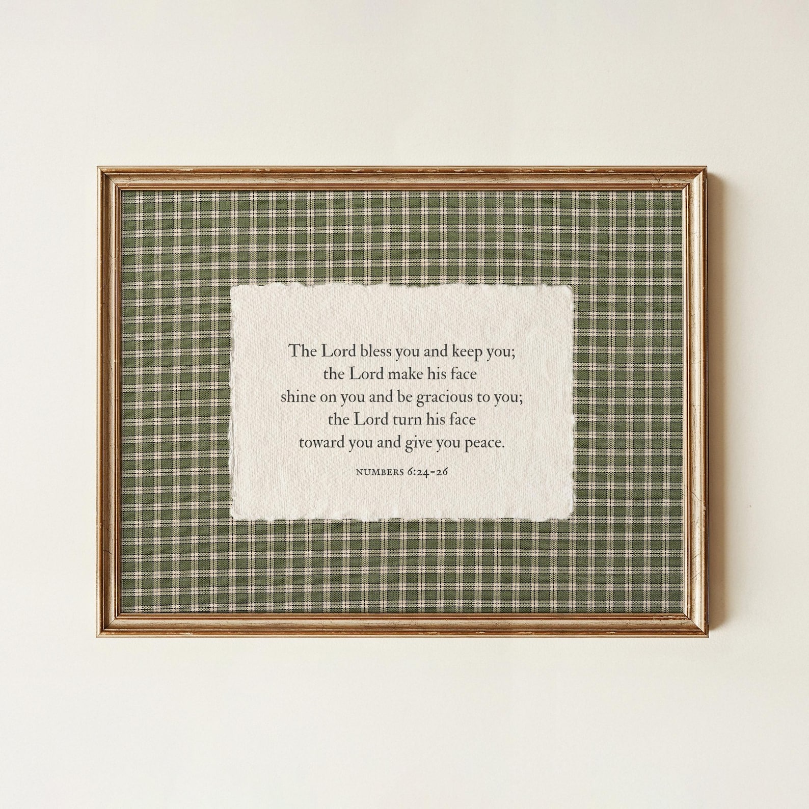 Vintage Gingham Wall Art Numbers 6:24-26 - 11x14 in