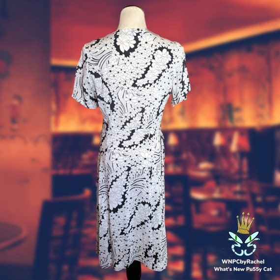 1950s Black White Sheer Nylon Shirt Waist Dress, … - image 7