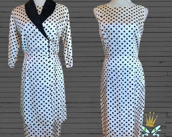 1950s Lilli Diamond Polka Dot Dress Suit, Medium