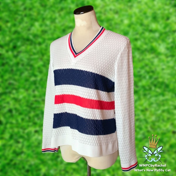 1970s Franco Verdi Red White Blue Tennis Sweater … - image 2