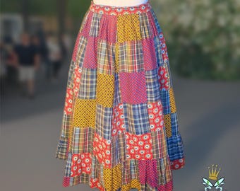 ヴィンテージ 60 年代 70 年代 キルト パッチワーク チェック柄