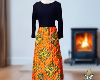 Vestido de anfitriona acolchado New Old Stock de Allendale, década de 1970, talla mediana-grande