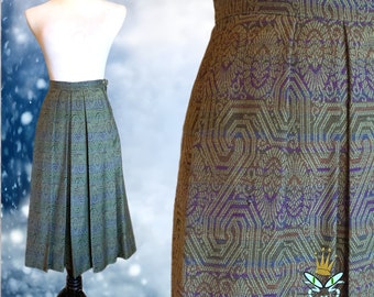 1980s J Tiktiner Jacquard Pleated Skirt, Extra Small