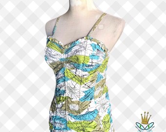 1950s Jantzen Ruched Cotton Swimsuit, Small -Medium