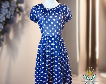 Vestido transparente de lunares de Jean Lang de la década de 1940, talla 8