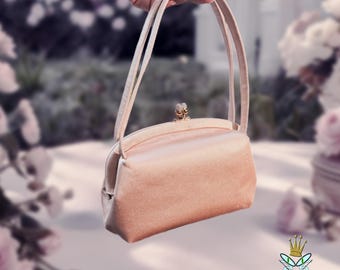 Bolso de noche rosa MM Morris Moskowitz de la década de 1950