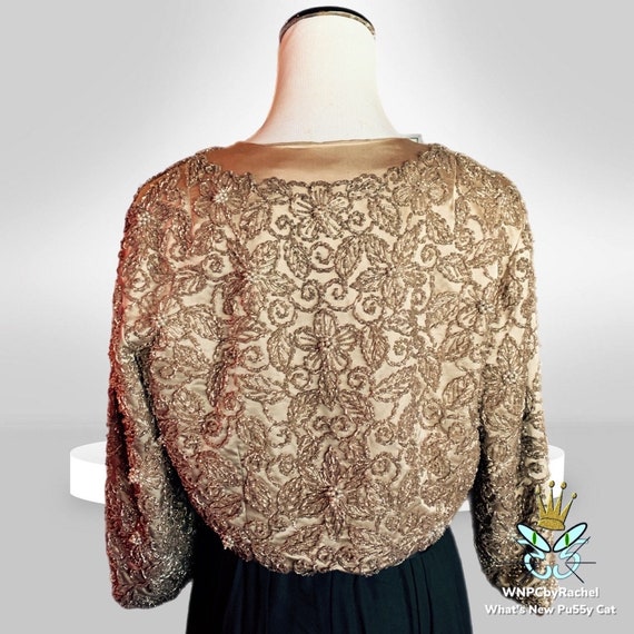 1960s Dynasty Hong Kong Gold Beaded Jacket, Medium Gem