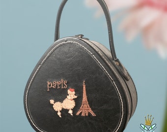 1960s Paris Poodle Mini Train Case Handbag