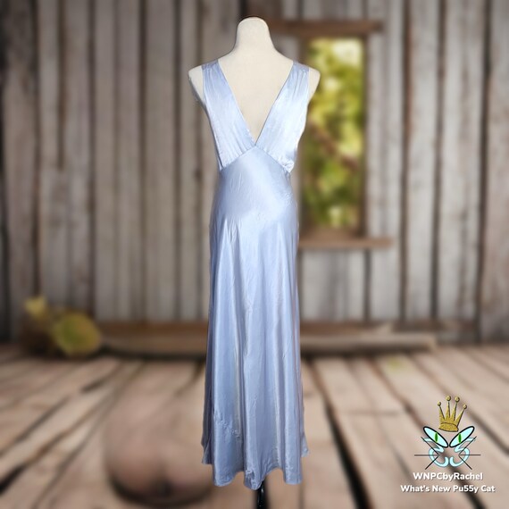 1930s Icy Blue Bias Liquid Satin Nightgown, Small… - image 5