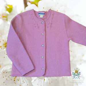 1980s Pendleton Lilac Embroidered Cardigan Jacket, Large