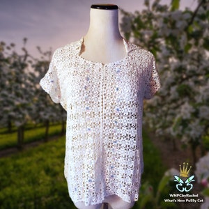 1980s Crochet Coquette Pullover Top, Medium