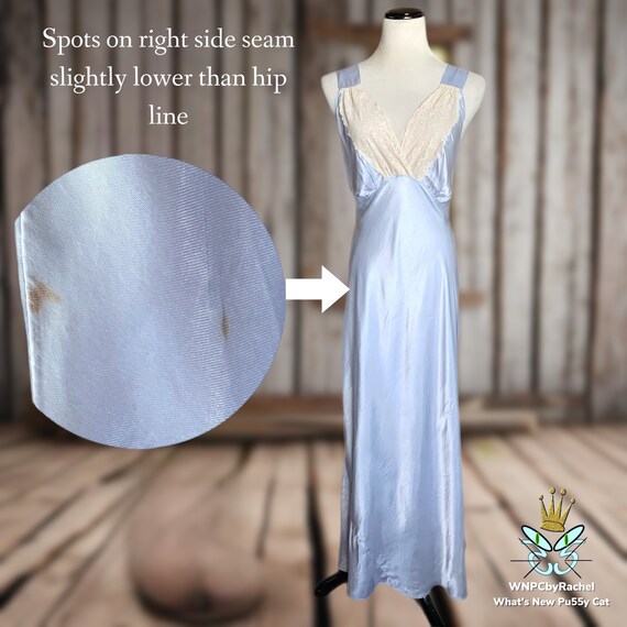 1930s Icy Blue Bias Liquid Satin Nightgown, Small… - image 8