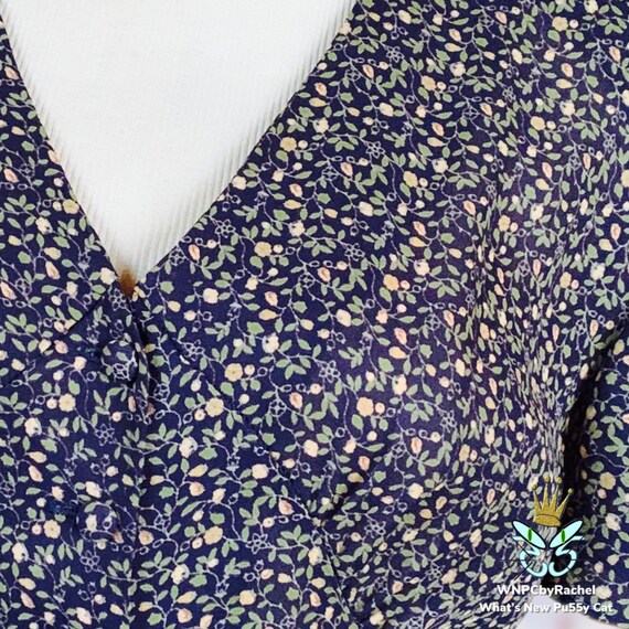 1990s Calico Print Crepe Georgette Button Front D… - image 3