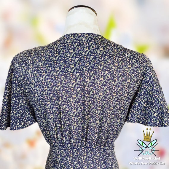 1990s Calico Print Crepe Georgette Button Front D… - image 6