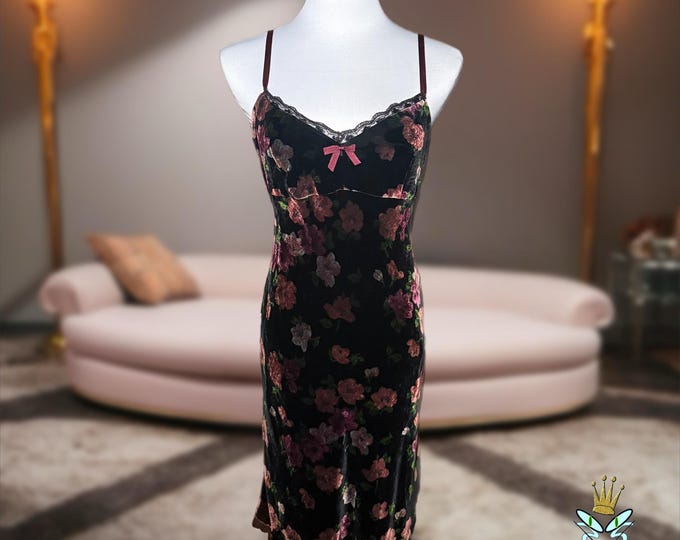 Vintage 90s Softgoth Nanette Lepore Velvet Dress SZ 6