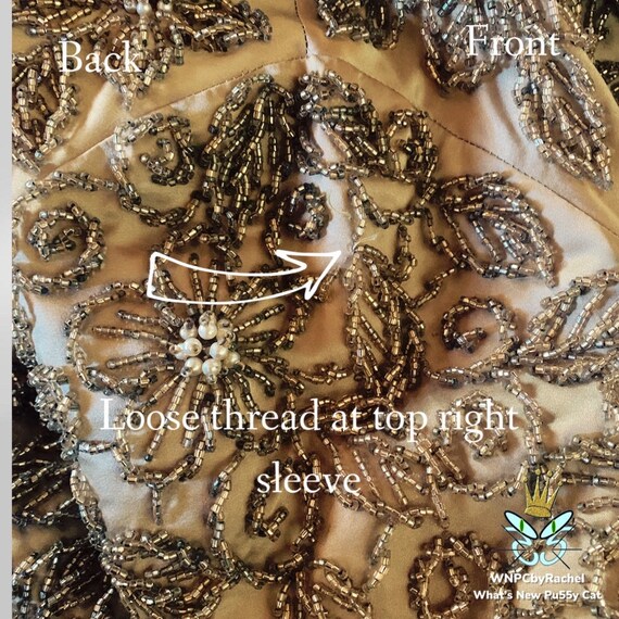 1960s Dynasty Hong Kong Gold Beaded Jacket, Medium Gem