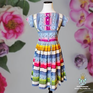 1950s Striped Floral Cotton Dress, Small
