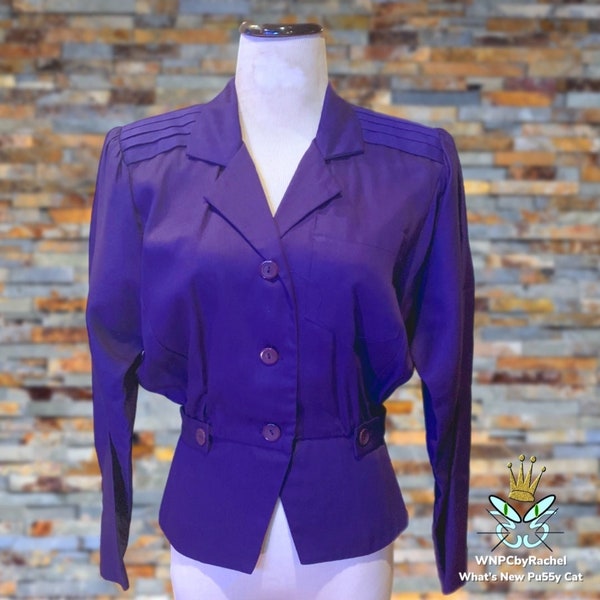 1980s Blue Rayon Nipped Waist Jacket, Small-Medium