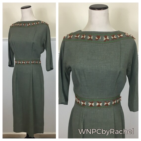 1950s Carole King Heathered Sage Yarn Detail Sheat
