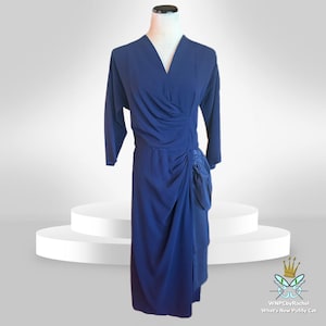 1940s Navy Crepe Draped Cocktail Dress, Medium
