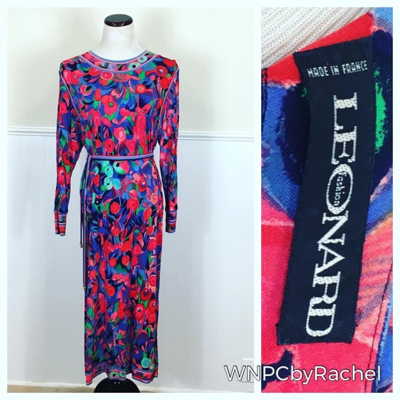 1980s Leonard Mikado Silk Jersey Dress, Medium //