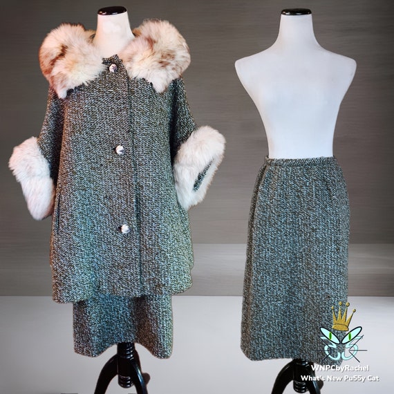 Small Sam FriedLander 1960s Black Dress with Fox Fur Hem