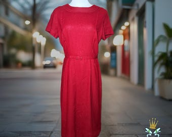 Jaren 50 Roseweb-wijnkokerjurk, voluptage, maat 10