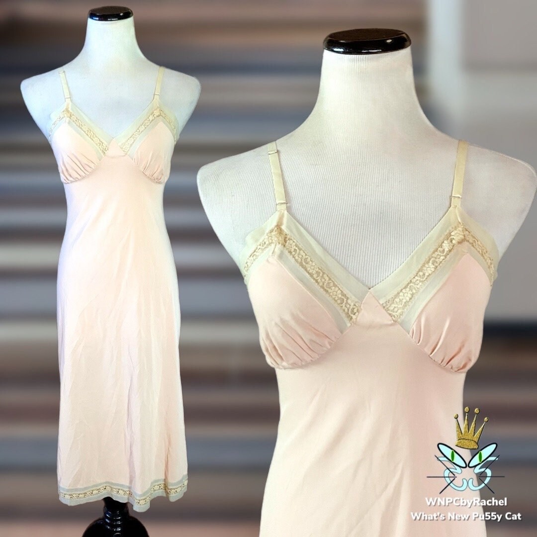 1960s Lorraine Nude Lace Mesh Trim Dress Slip, Size 34 - Etsy