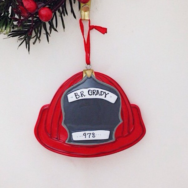 Firefighter Helmet / Fireman Ornament / Personalized Firefighter Ornament / Personalized Christmas Ornament