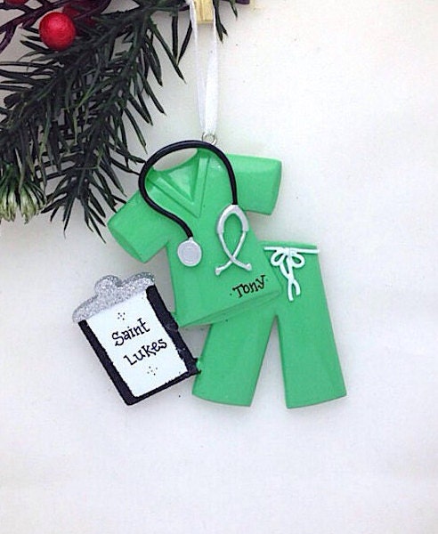 Green Scrubs Personalized Christmas Ornament / Nurse Christmas Orname…