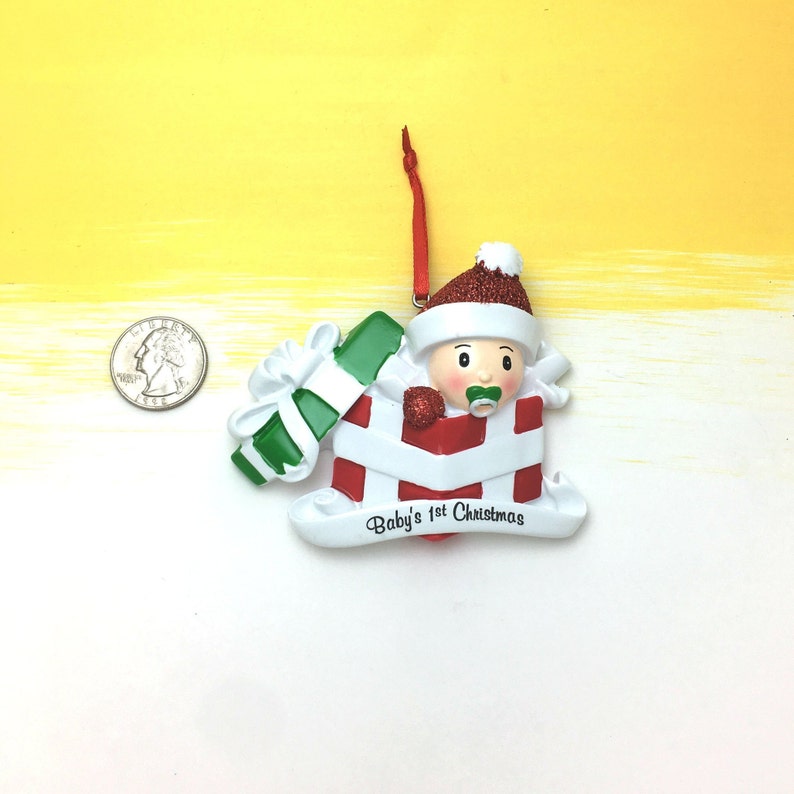Baby in Christmas Present Personalized Ornament Baby/'s 1st Christmas Baby/'s First Christmas Ornament Gender Neutral Baby Ornament