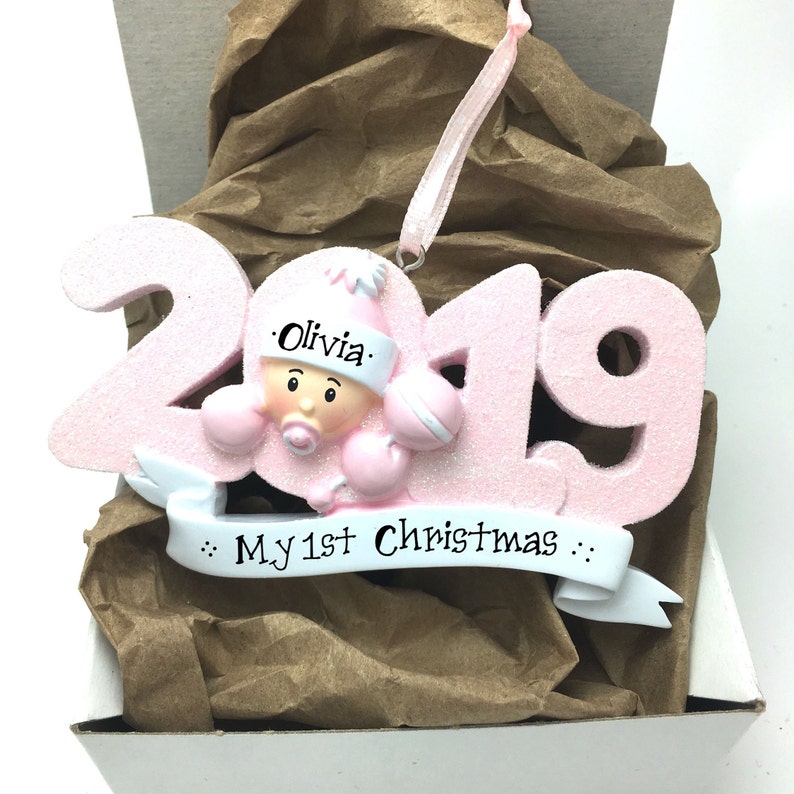 2019 Baby Girl Personalized Christmas Ornament Baby/'s 1st Christmas Baby/'s First Christmas Ornament New Baby Ornament