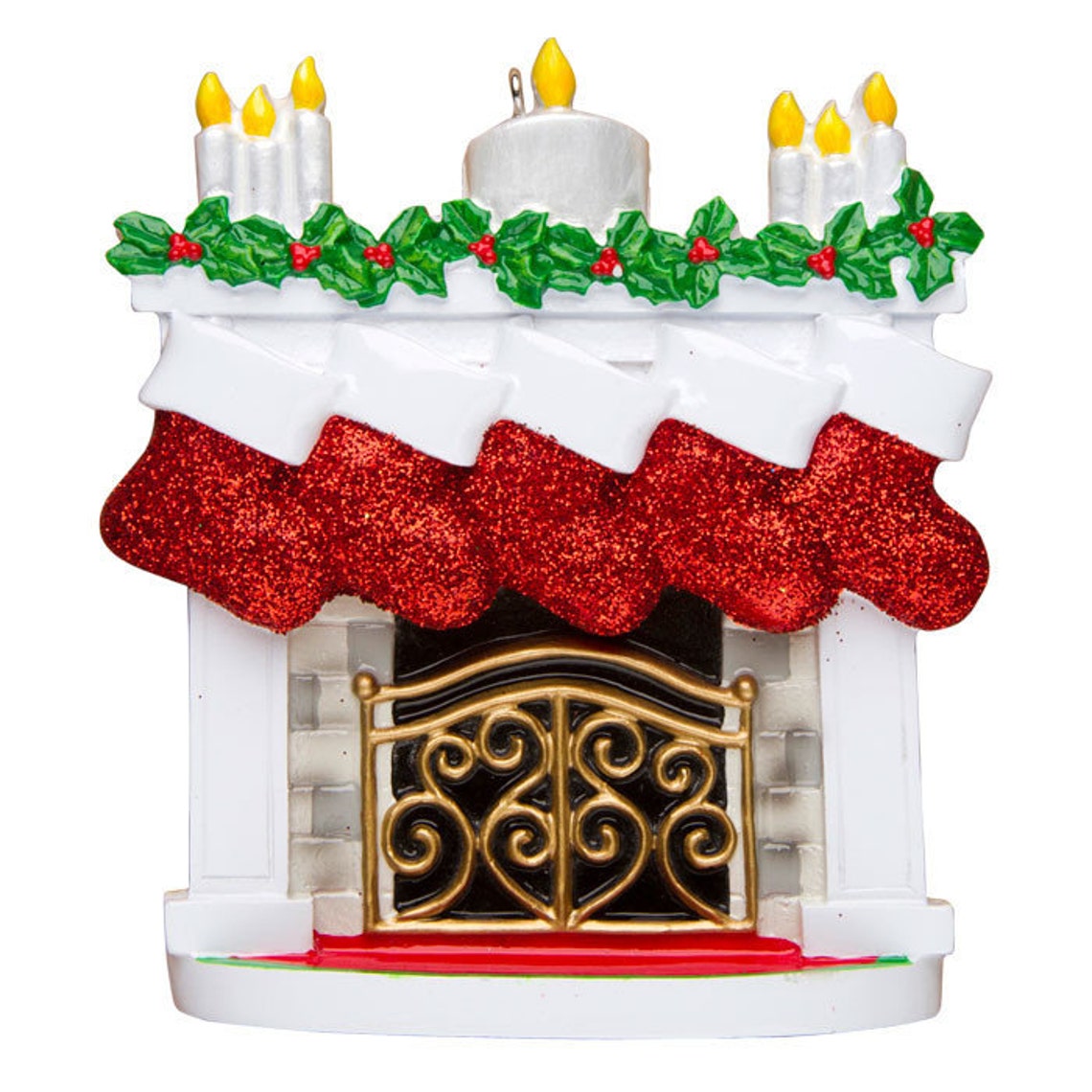 5 Christmas Stockings by the Fireplace Ornament / Personalized | Etsy