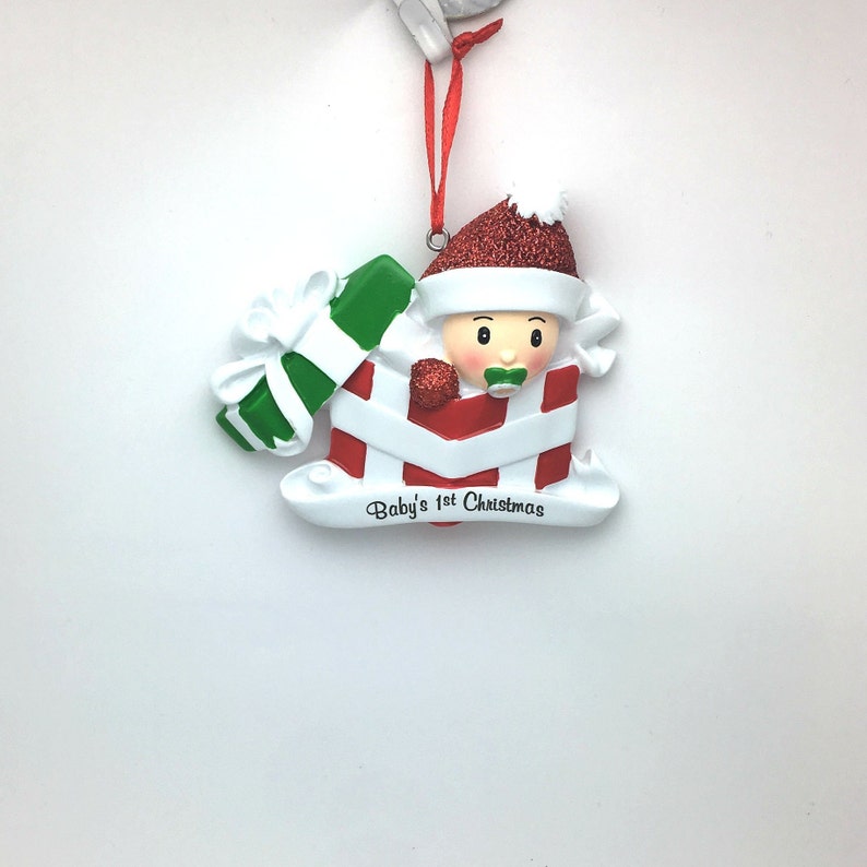 Baby in Christmas Present Personalized Ornament Baby/'s 1st Christmas Baby/'s First Christmas Ornament Gender Neutral Baby Ornament