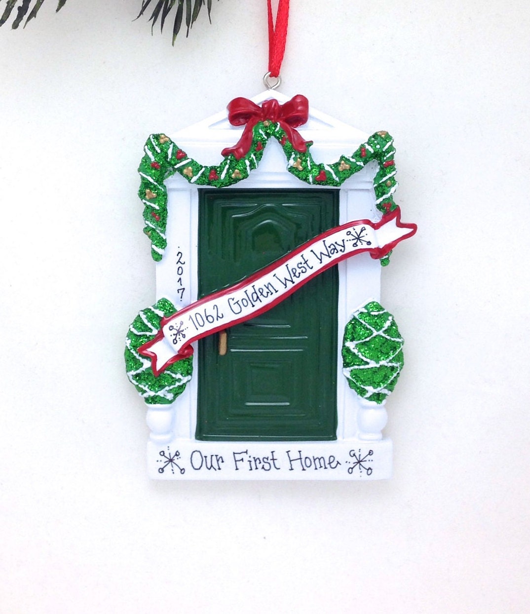 Green Door Personalized Christmas Ornament / Green Door Ornament / Ho…