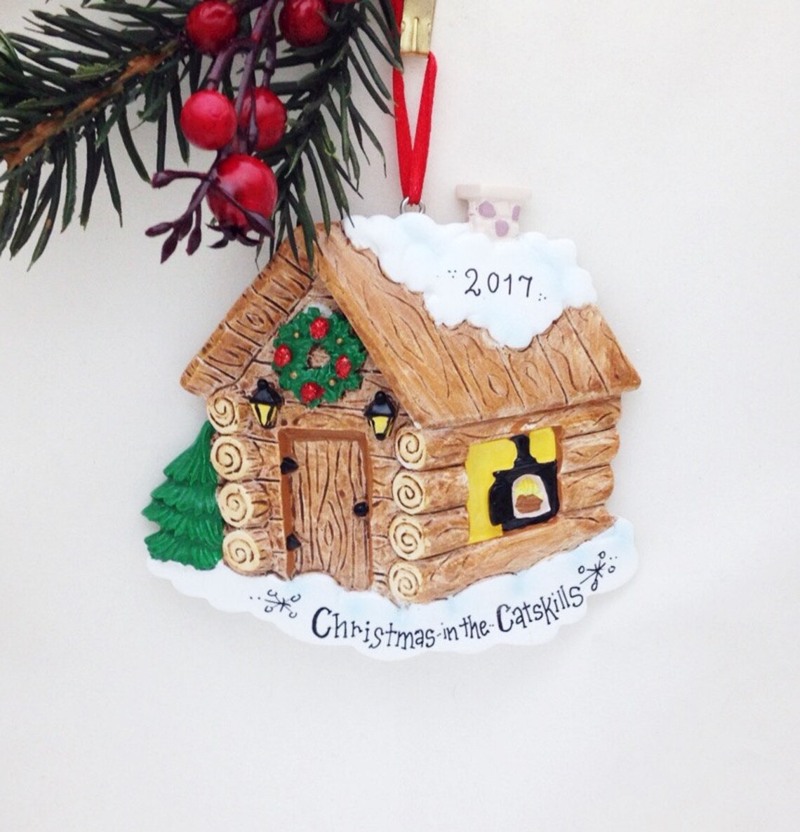 Log Cabin Personalized Christmas Ornament / Cabin Ornament / Etsy